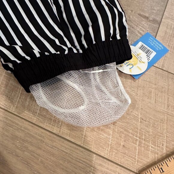 RUFFLE BUTTS BOYS BLACK STRIPED SWIM TRUNK SHORTS NEW 3-6 MONTHS - Picture 5 of 6